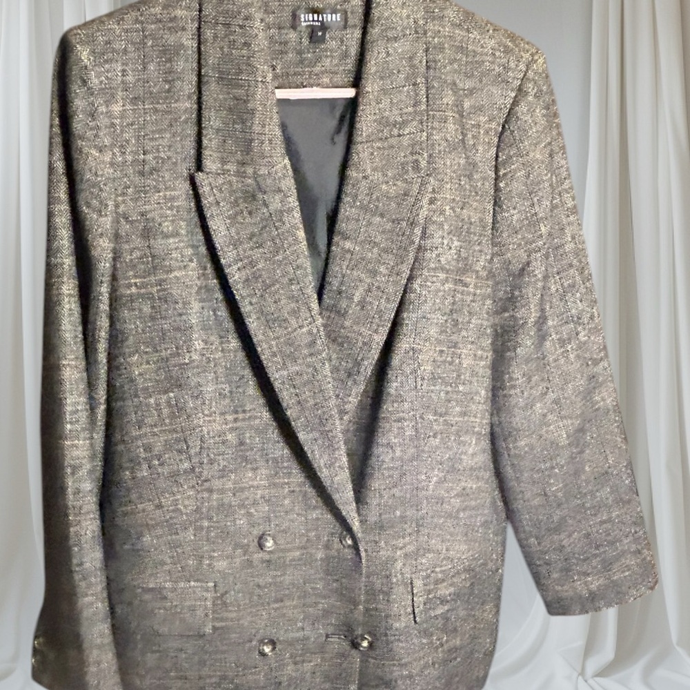 R29.    Grey herringbone blazer